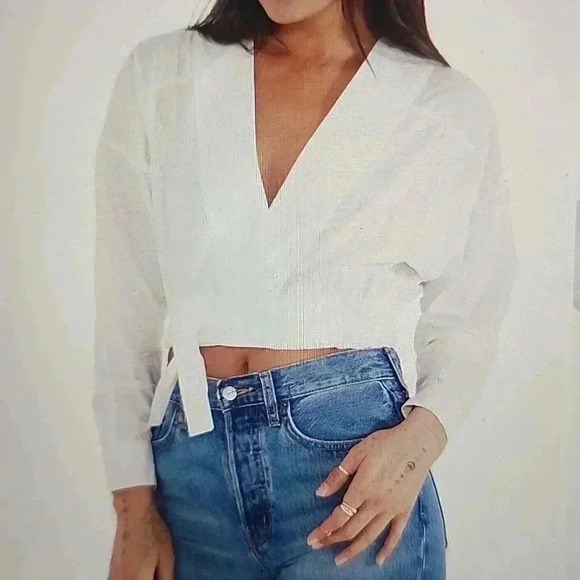 ETICA APRIL SURPLICE TOP CLOUD WHITE SIZE M - Picture 1 of 3